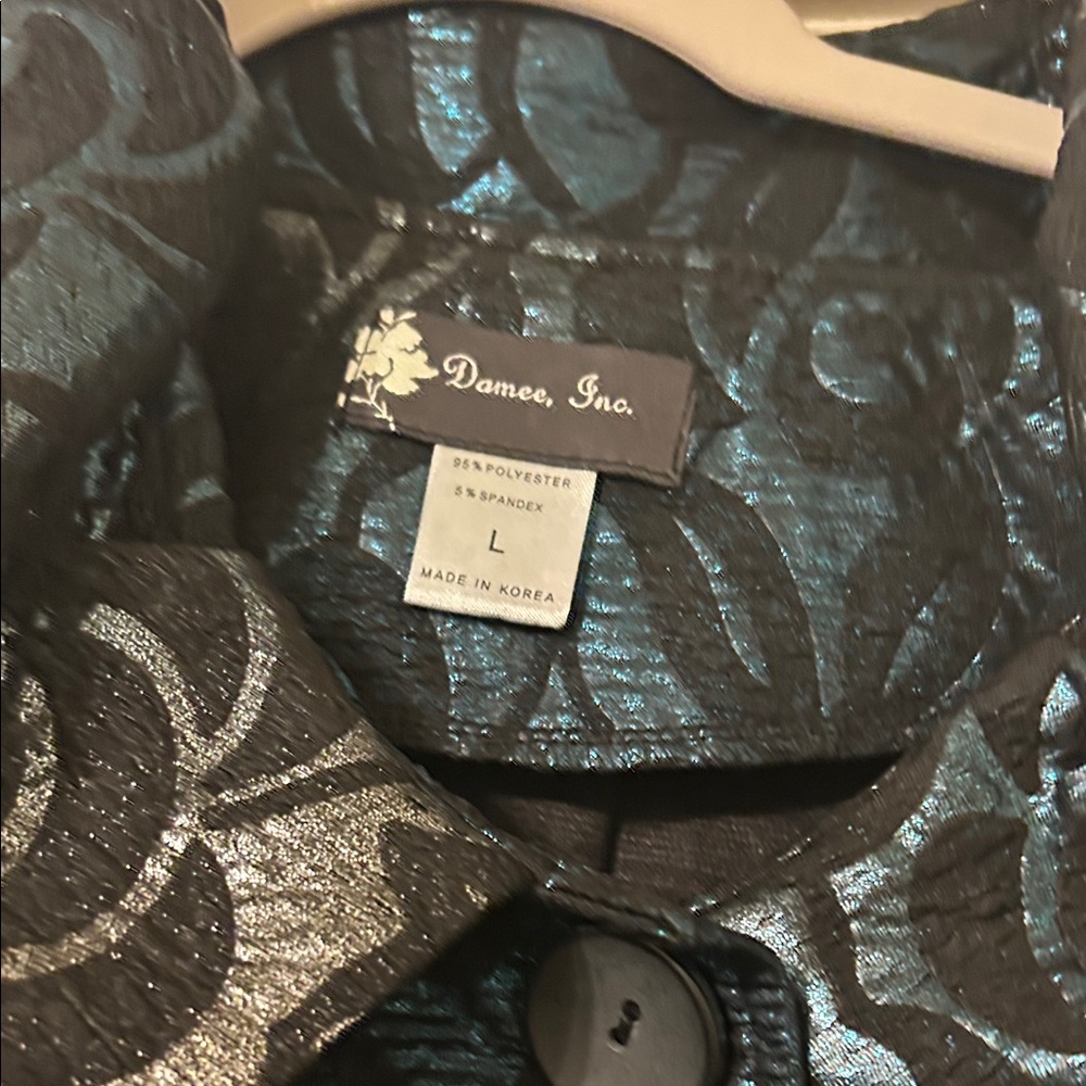 INC International Concepts Shimmering Black and Teal Jacket - Picture 2 of 4